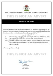Edo electoral commission adjusts timetable for local council polls
