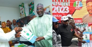 Bello and Nwajiuba pick nomination forms