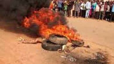 Armed robbers set ablaze