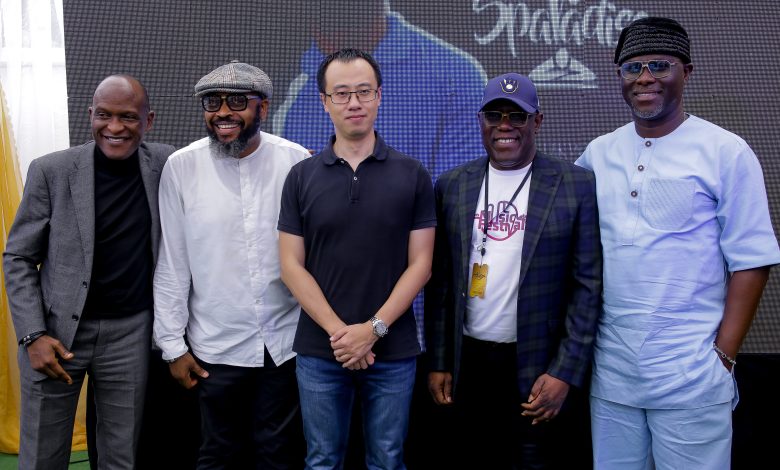 (Pics STARTIMES: L-R: Yinka Adebayo, Executive Director, Media Reach; Yaw, Producer of Sparadise; Alex Jian, CEO, StarTimes; Kenny Ogungbe and Lai Labode, CEO of Cash Token at the unveiling of Sparadise, another original series by StarTimes)