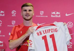 Timo Werner after signing for Leipzig