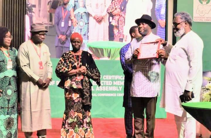 INEC presents certificate of return to Joel-Onowakpo