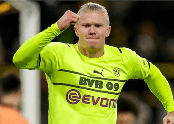 Dortmund’s Erling Haaland heads where?