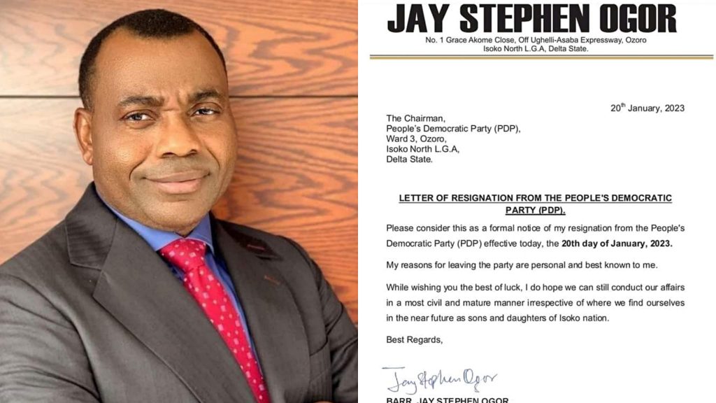 Breaking:Former Dep. Majority Leader's younger brother, Jay Ogor dumps PDP