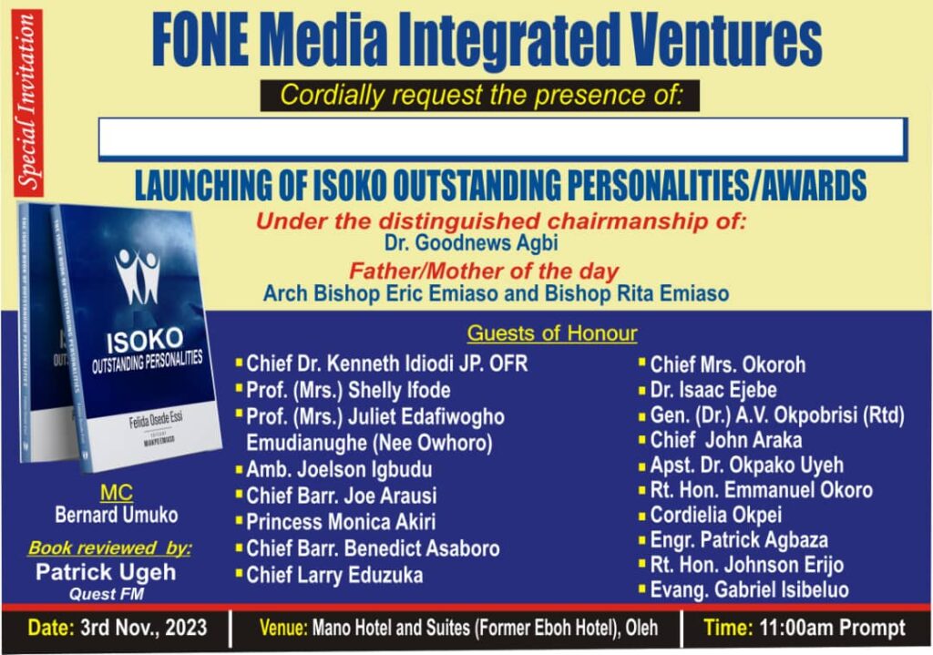 Isoko Mirror, 'Delta Pillar of Development Awards', Book Launch to hold November 3rd