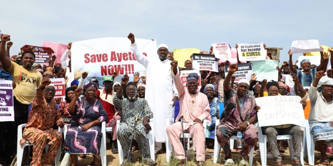 Residents of Ayetoro protest against ocean surge in Ondo, demand govts’ urgent intervention