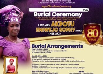 Burial arrangements announced for Late Mrs. Akpotu Sophy, mother of IDU President General