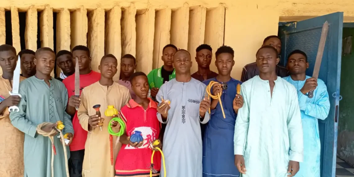 Police crack down on thuggery, arrest 16 suspects, recover dangerous weapons in Bauchi