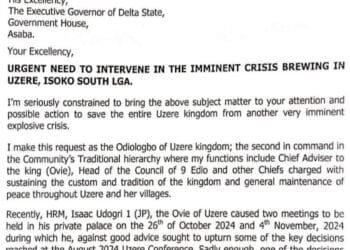 Uzere community cries out to Delta Governor over imminent crisis amid leadership tensions