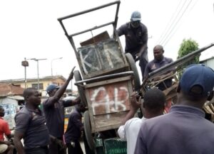 LAWMA seals Restaurant, cracks down on illegal cart pushers in Lagos