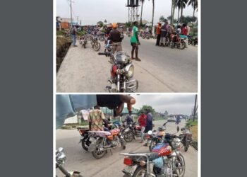 Commercial motorcyclists protest alleged illegal levies in Delta LG