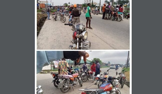 Commercial motorcyclists protest alleged illegal levies in Delta LG