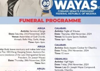 Cross River announces burial programme for late Joseph Wayas
