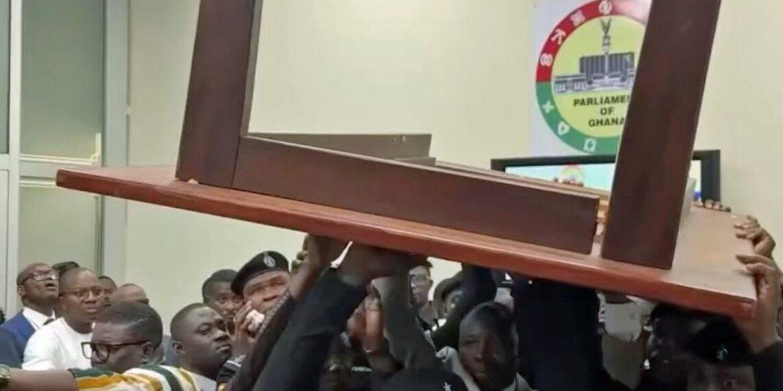 Ghanaian MPs clash in parliament, destroying furniture