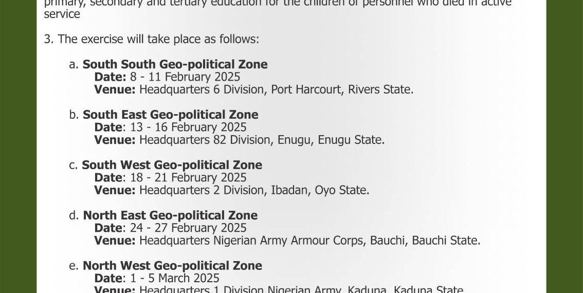 Nigerian Army to sponsor children of fallen Soldiers for 2024/2025 Academic Session