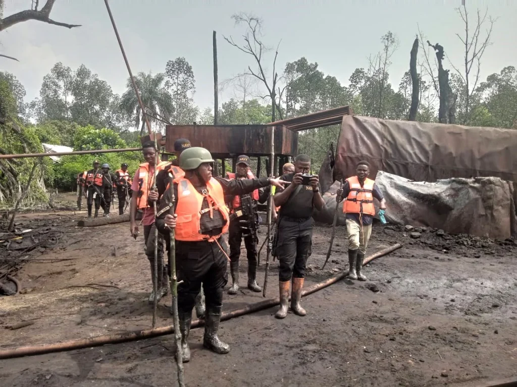 Nigerian Navy shuts down 3 illegal Refineries in Delta, seizes stolen Crude
