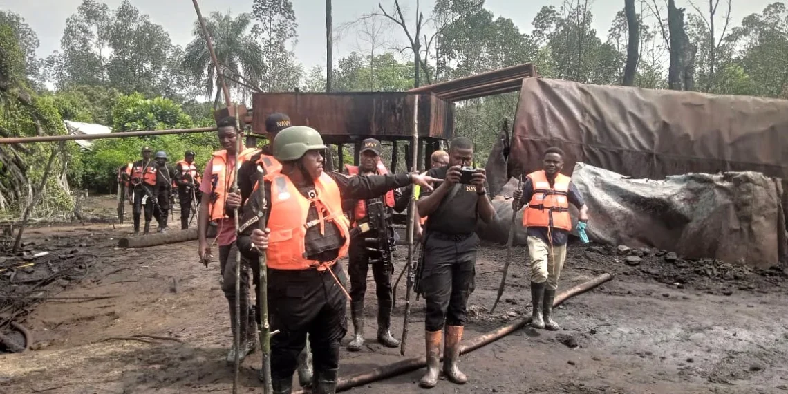 Nigerian Navy shuts down 3 illegal Refineries in Delta, seizes stolen Crude
