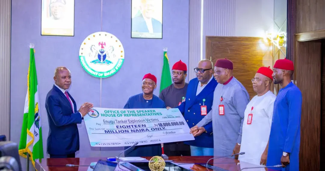 House of Reps presents N18m Cheque to victims of Enugu Tanker explosion