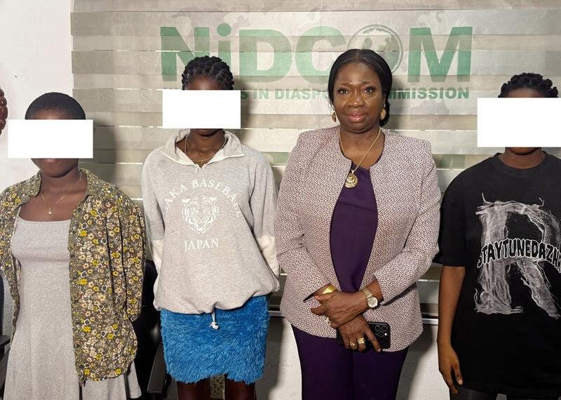 3 Nigerian Girls rescued from sex trafficking in Ghana, repatriated by NiDCOM