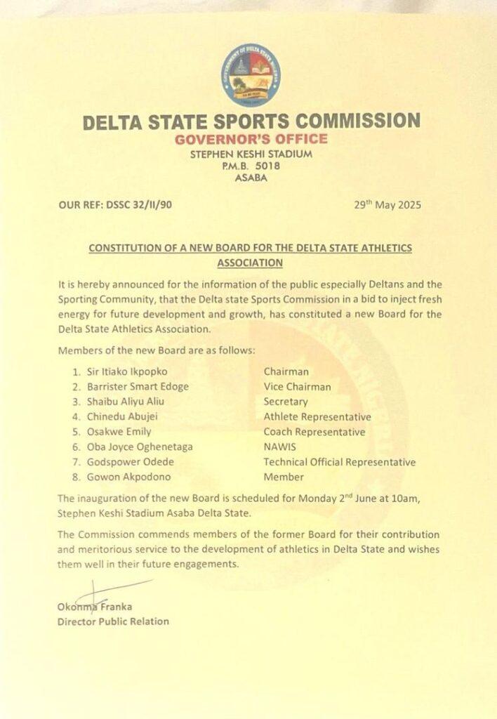 Delta Sports Commission names new Athletics Association Board, inauguration set for June