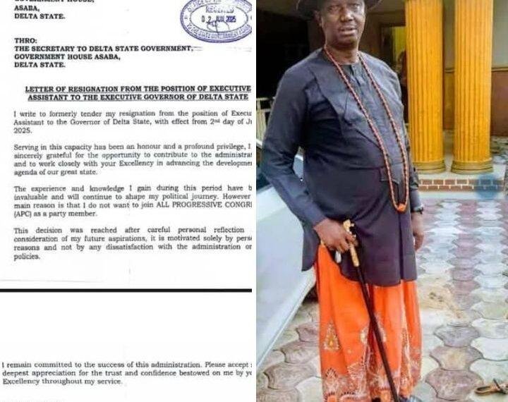 Governor Oborevwori's EA resigns, cite's conflict of political interest