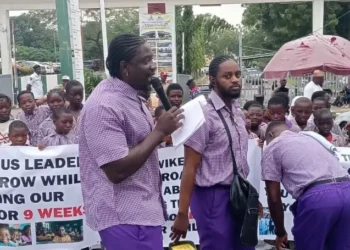 VDM stages dramatic protest outside Wike’s office with school children