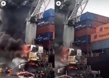 Fire breaks out aboard cargo ship at Apapa Port