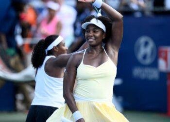 Venus Williams celebrates winning doubles comeback at 45