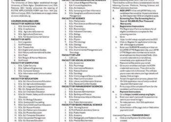 University of Delta Agbor opens 2025/2026 Post-UTME application for undergraduate admissions