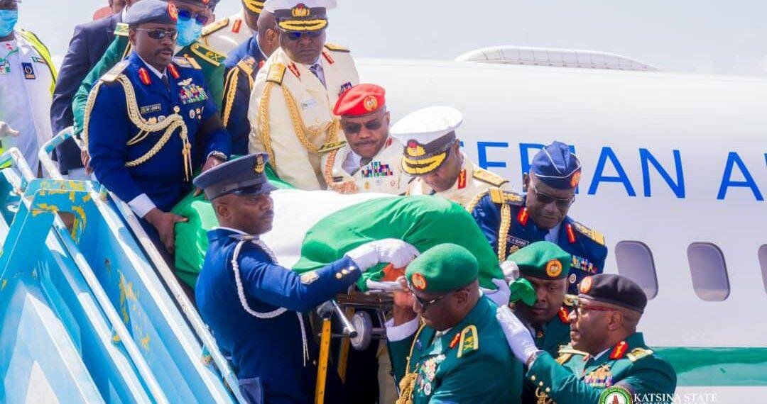 Remains of former President Buhari arrive in Katsina for burial