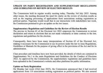 INEC issues supplementary regulations for election results review