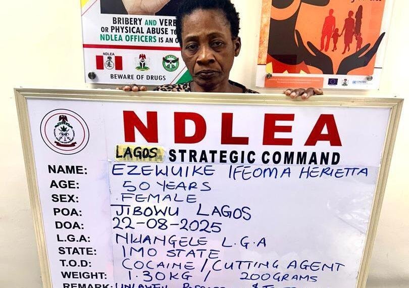 Widow using fake pregnancy to traffic cocaine arrested by NDLEA in Lagos