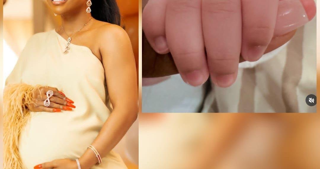 Media personality and actress Toke Makinwa, has joyfully announced the arrival of her baby girl!