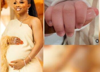 Media personality and actress Toke Makinwa, has joyfully announced the arrival of her baby girl!