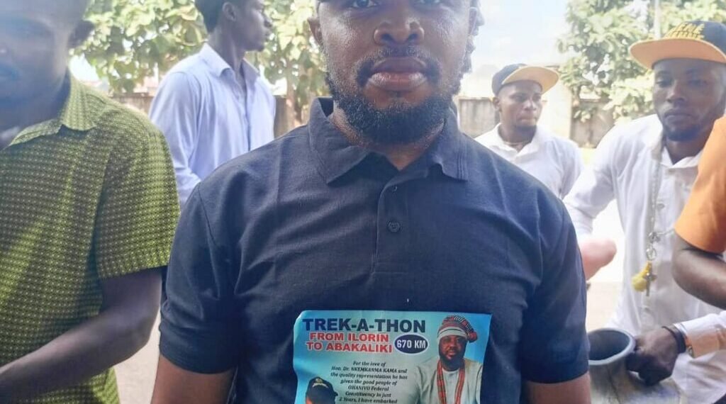 Ebonyi: Youth Leader completes 670KM trek from Kwara Ilorin to Abakaliki
