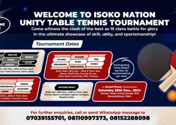 ISOKO NATION UNITY TABLE TENNIS TOURNAMENT RETURNS FOR SECOND EDITION