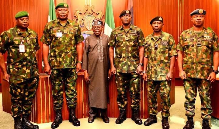 Tinubu decorates new service chiefs at Aso Villa