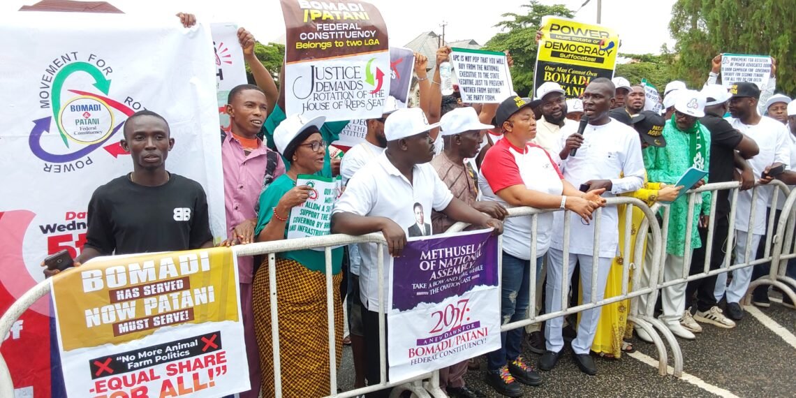 Constituents protest at Asaba against Mutu’s 26-year stay in National Assembly, says he's Nigeria's worst Rep member