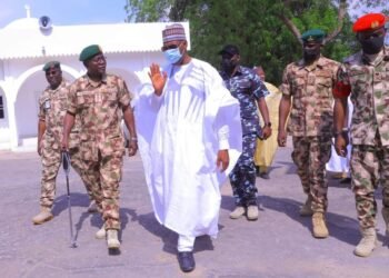 Zulum visits frontline troops in Borno community