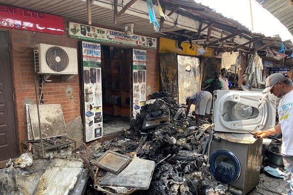 Fire guts shops at Elegushi model market in Lagos