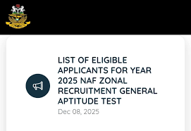 NAF unveils shortlist of applicants for 2025 recruitment aptitude test