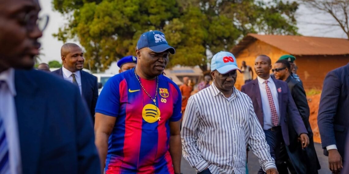 Gov. Okpebholo inspects ongoing 14km road project in Obaseki's village