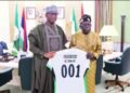 NSC noss presents special Super Eagles jersey to Tinubu
