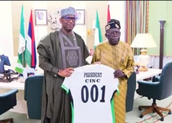 NSC noss presents special Super Eagles jersey to Tinubu