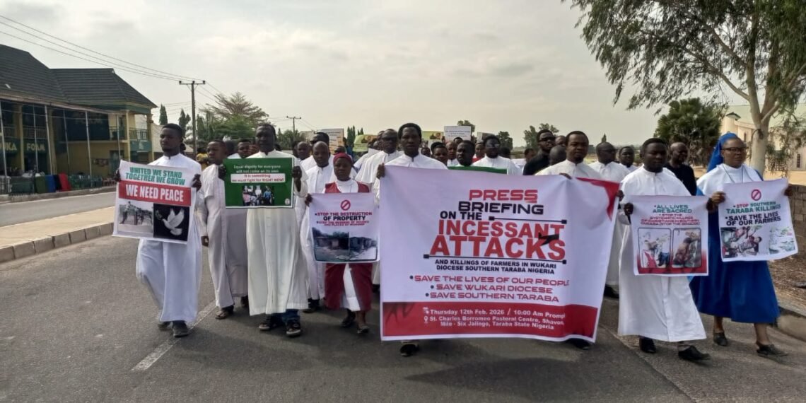 Catholic Priests, religious leaders stage protest over killings in Taraba, demand swift government action