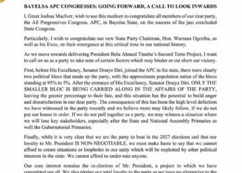 APC Crisis in Bayelsa: MacIver warns of fresh defections, calls for urgent party unity ahead of 2027