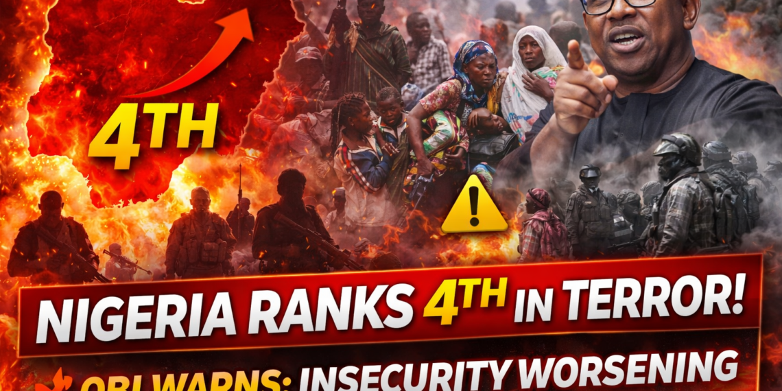 Nigeria ranks 4th in Global terrorism Index as Peter Obi warns of deepening insecurity