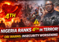 Nigeria ranks 4th in Global terrorism Index as Peter Obi warns of deepening insecurity