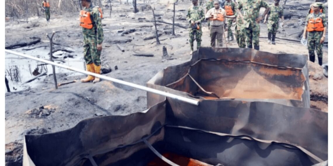 Nigerian Navy destroys 17,500 litres of stolen crude oil, dismantles illegal storage facility in Rivers