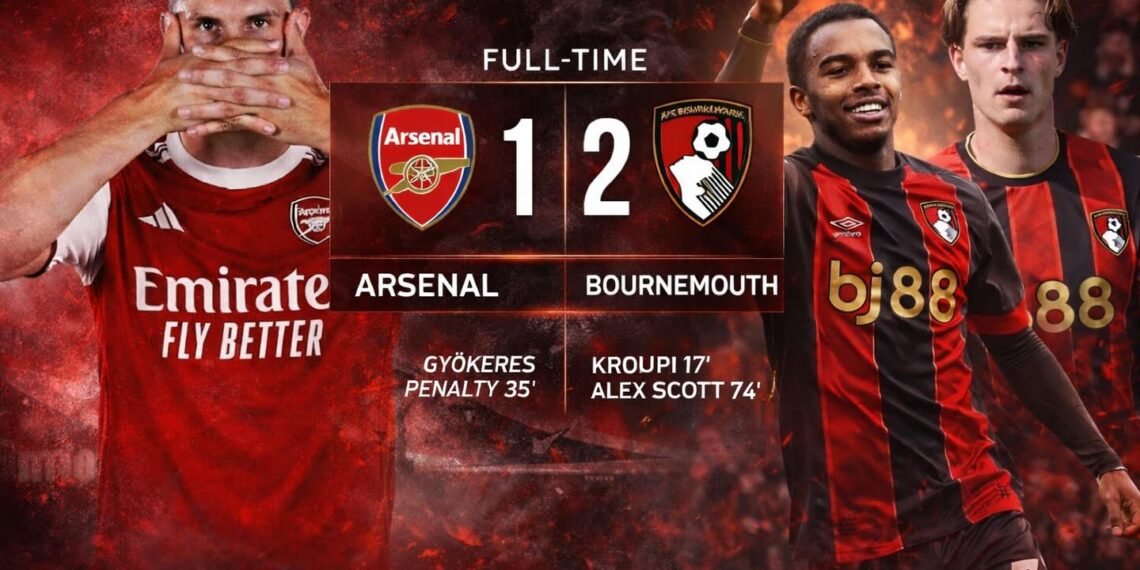 Arsenal’s title hopes suffer setback after Bournemouth shock win at Emirates